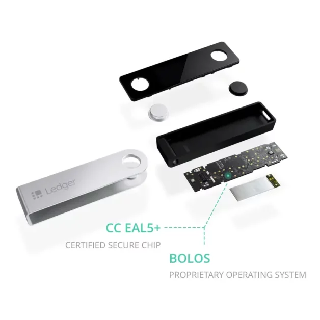 Ledger Nano X Security Features. CC EAL5+ Certified Secure Chip.
BOLOS Proprietary Operating System.