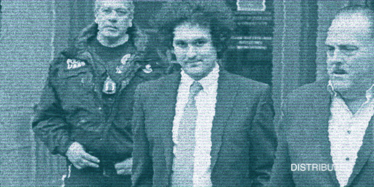 Former FTX CEO Sam Bankman-Fried being arrested.